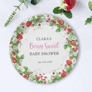 Strawberry Baby Shower Berry Sweet  Paper Plate