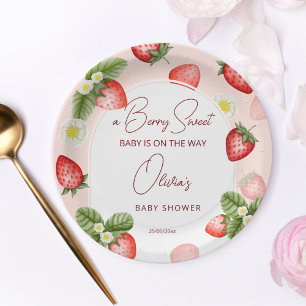Strawberry baby shower berry sweet template paper plate