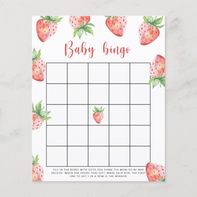 Strawberry - Baby shower bingo game (Front)