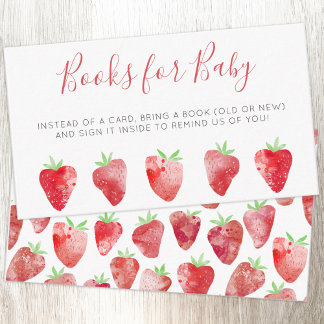Strawberry Baby Shower Book Request Enclosure Card
