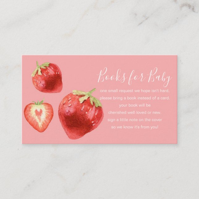 Strawberry Baby Shower Book Request Enclosure Card (Front)