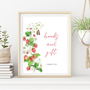Strawberry Baby Shower Books and Gift Poster