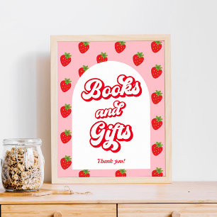 Strawberry Baby Shower Books and Gift Poster
