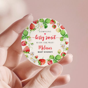 Strawberry Baby Shower Classic Round Sticker