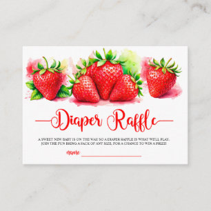 Strawberry Baby Shower Diaper Raffle Card