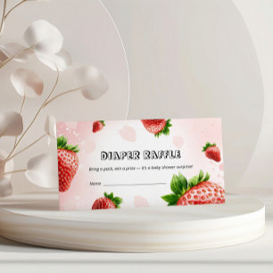 Strawberry Baby Shower Diaper Raffle Card