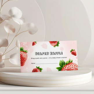 Strawberry Baby Shower Diaper Raffle Card