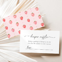 Strawberry Baby Shower Diaper Raffle Cards