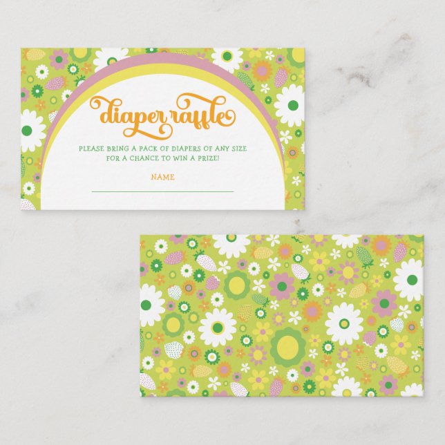 Strawberry Baby Shower Diaper Raffle Cards (Front/Back)