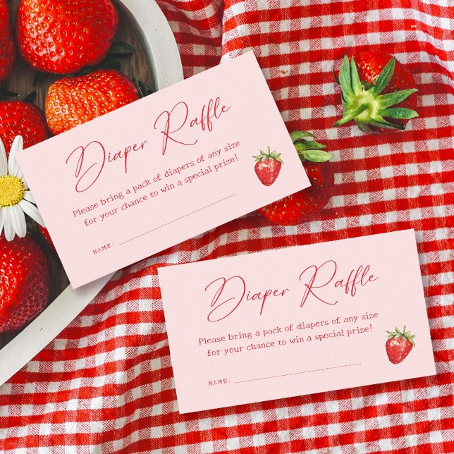 Strawberry Baby Shower Diaper Raffle  Enclosure Card (Creator Uploaded)