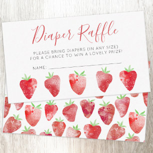 Strawberry Baby Shower Diaper Raffle Enclosure Card