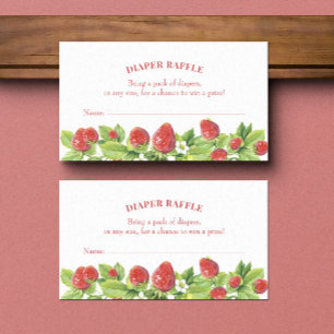 Strawberry Baby Shower Diaper Raffle Insert Card