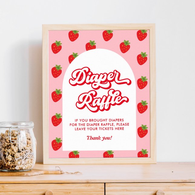 Strawberry Baby Shower Diaper Raffle Poster (Creator Uploaded)