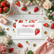 Strawberry Baby Shower Diaper Raffle Ticket 