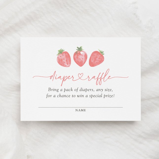 Strawberry Baby Shower Diaper Raffle Ticket Enclosure Card (Creator Uploaded)