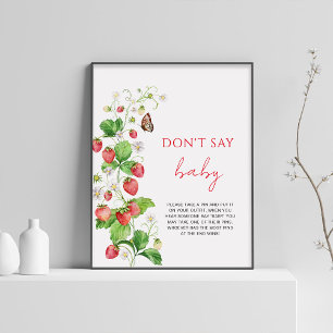 Strawberry Baby Shower Don't say baby Poster