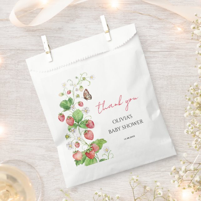 Strawberry Baby Shower Favour Bags (Clipped)