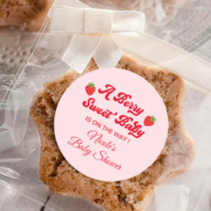 Strawberry Baby Shower Favour Classic Round Sticker