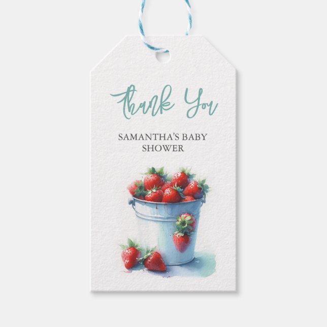 Strawberry Baby Shower Favour Tags Template (Front)