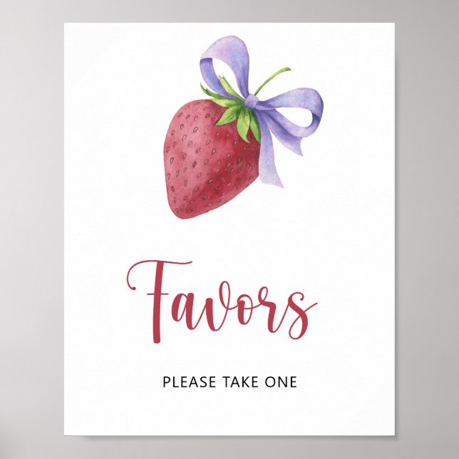 Strawberry baby shower - favours poster (Front)