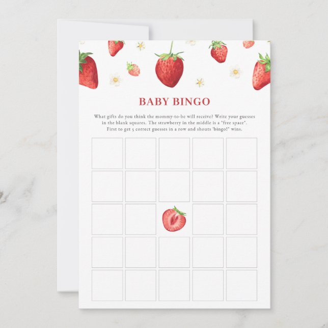 Strawberry Baby Shower Game Baby Bingo Game (Front)