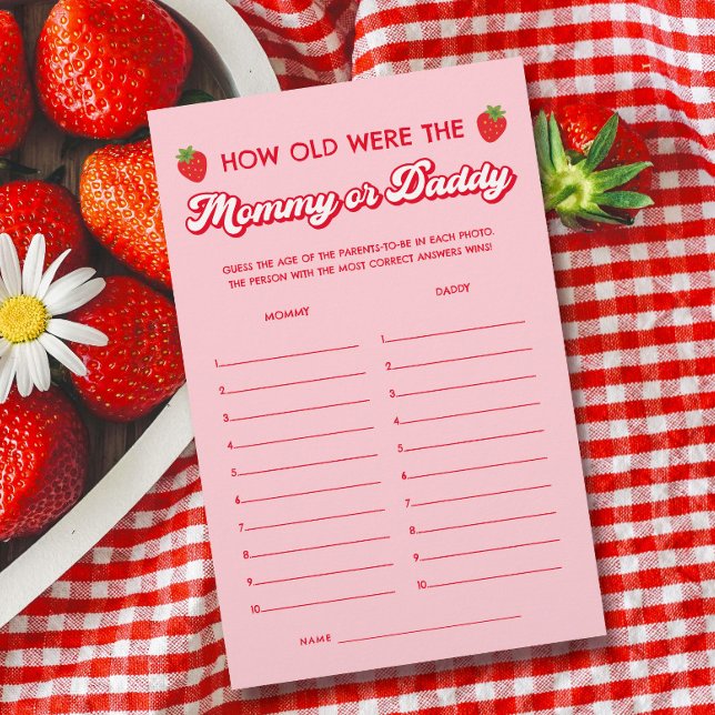 Strawberry Baby Shower Game Guess Age Mummy Daddy  (Creator Uploaded)