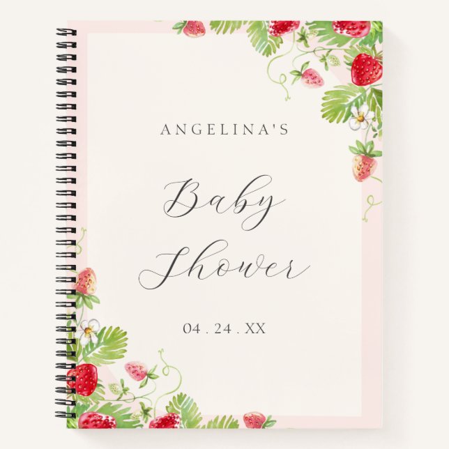 Strawberry Baby Shower Gift List Notebook (Front)