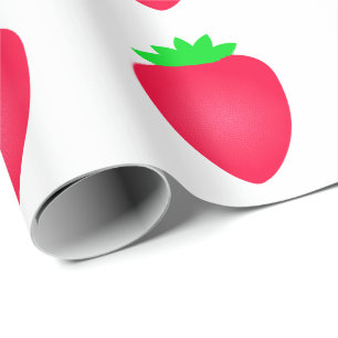 Strawberry Baby Shower Girl Birthday Pink White Wrapping Paper