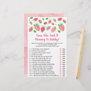 Strawberry Baby Shower Guess Who Said It Game