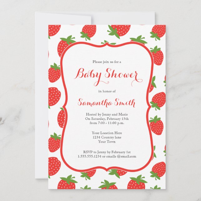 Strawberry Baby Shower Invitation (Front)