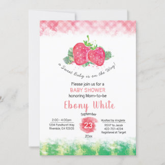 strawberry baby shower invitation