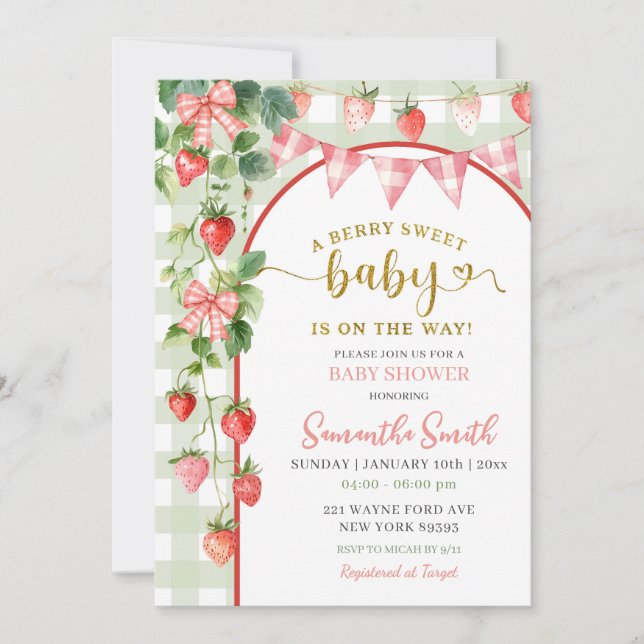Strawberry Baby Shower Invitation (Front)