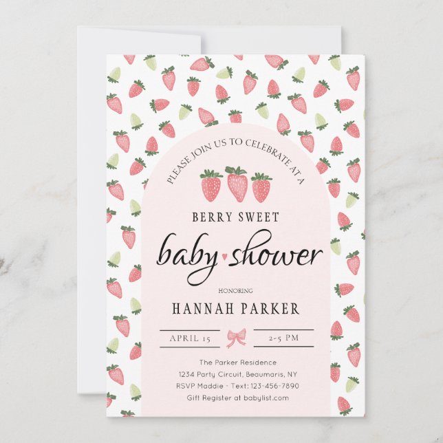 Strawberry Baby Shower Invitation (Front)