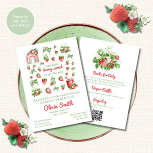 Strawberry Baby Shower Invitation All in One