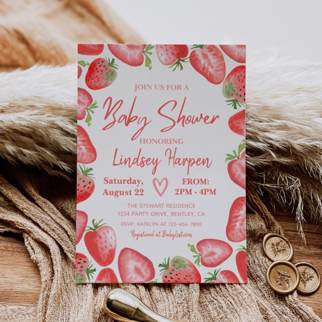 Strawberry Baby Shower Invitation | Strawberry (Creator Uploaded)
