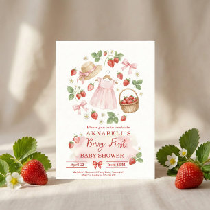 Strawberry baby shower Invite First Berry Sweet