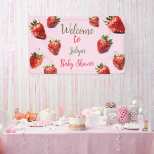 Strawberry baby shower It's a girl  Banner