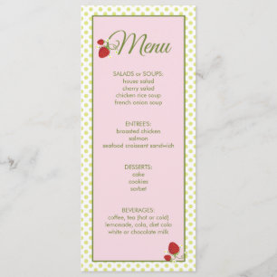 Strawberry Baby Shower Menu Invitation