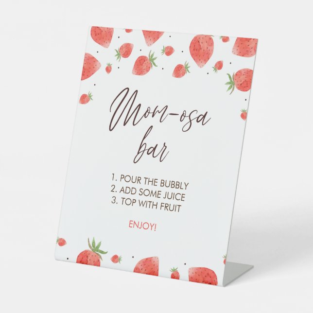 Strawberry Baby Shower Mum-osa Bar Sign (Front)