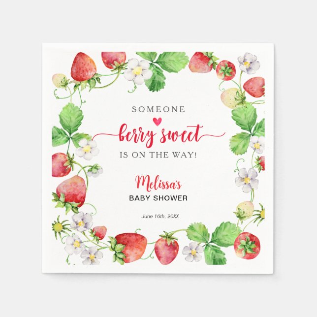 Strawberry Baby Shower Napkin (Front)
