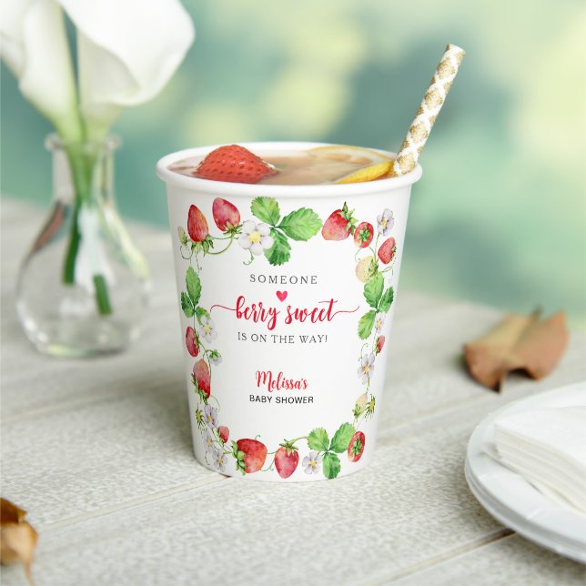Strawberry Baby Shower Paper Cups (Insitu)