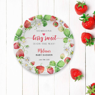 Strawberry Baby Shower Paper Plate