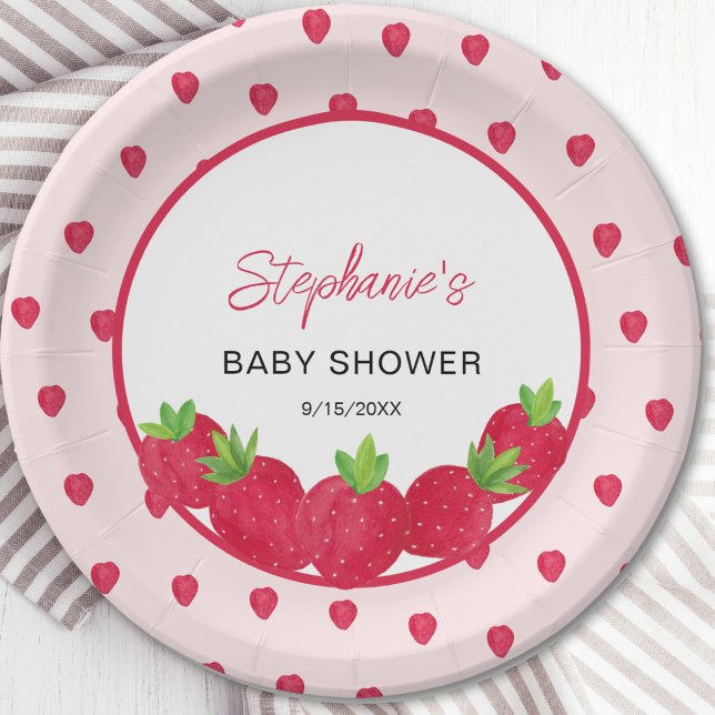 Strawberry Baby Shower Paper Plate (Creator Uploaded)