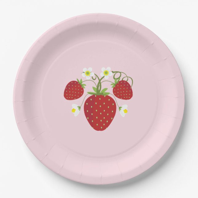 Strawberry Baby Shower Plates | Pink (Front)