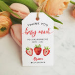 Strawberry Baby Shower Thank You Berry Much Gift Tags<br><div class="desc">Cute berry theme baby shower party favour tag featuring watercolor illustration of strawberries. The text says "thank you BERRY much for showering us with love"</div>