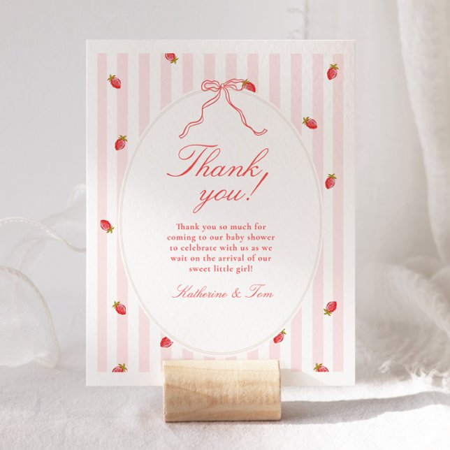 Strawberry Baby Shower Thank You Card (Creator Uploaded)