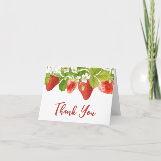 Strawberry Baby Shower Thank You Card (Front)