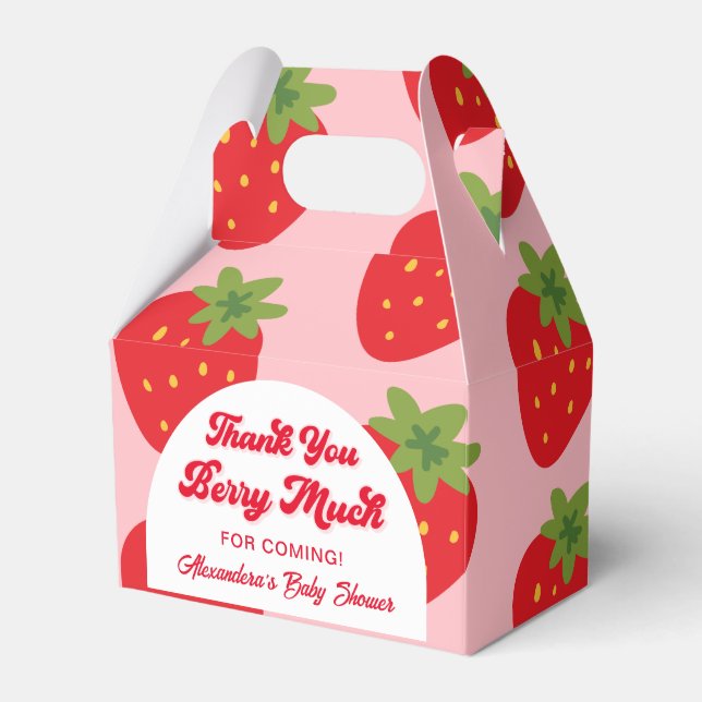Strawberry Baby Shower Thank You Favour Box (Front Side)