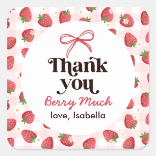 Strawberry Baby Shower Thank You Square Sticker