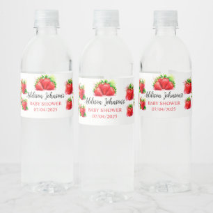  Strawberry Baby Shower Water Bottle Label
